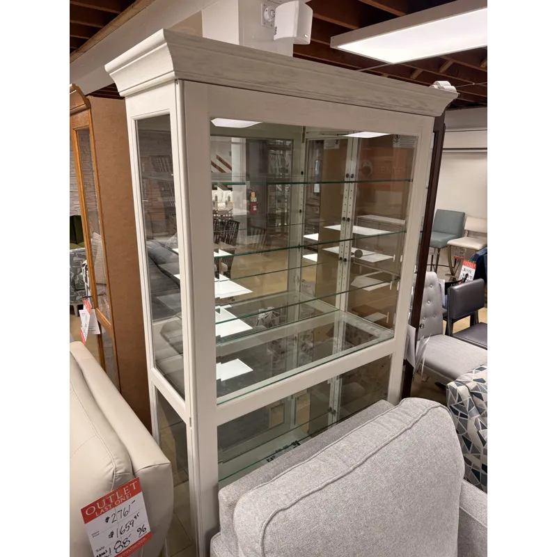 White Wood Long Curio Cabinet