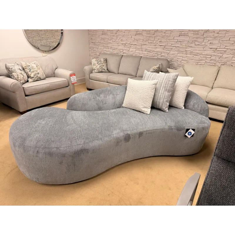 Contemporary Gray Curvy Chaise Lounge