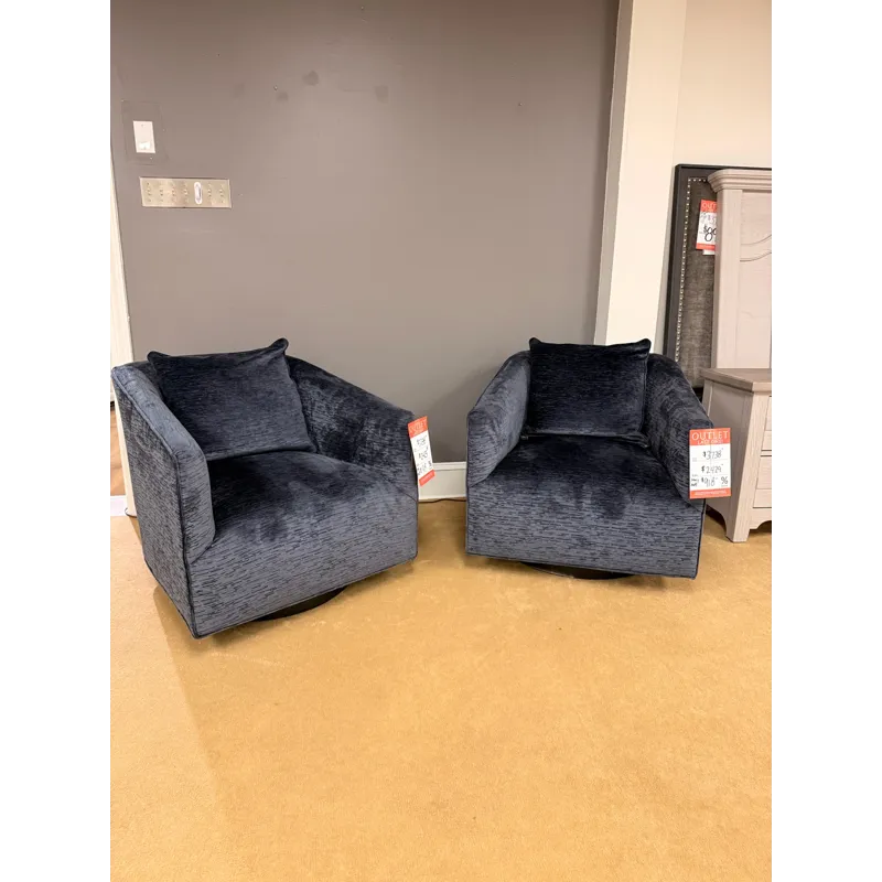 Modern Navy Blue Swivel Chairs - 2 Available - Sold Separately
