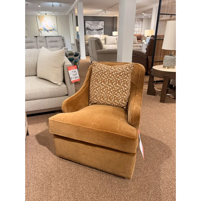 Brassy Yellow Velvet Swivel Chair