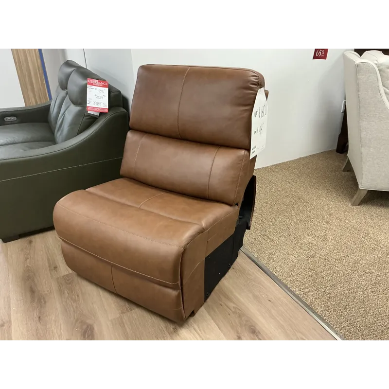 Caramel Leather Armless Sectional Piece