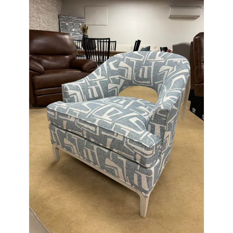 Coastal Blue and White Patterned Accent Chair
