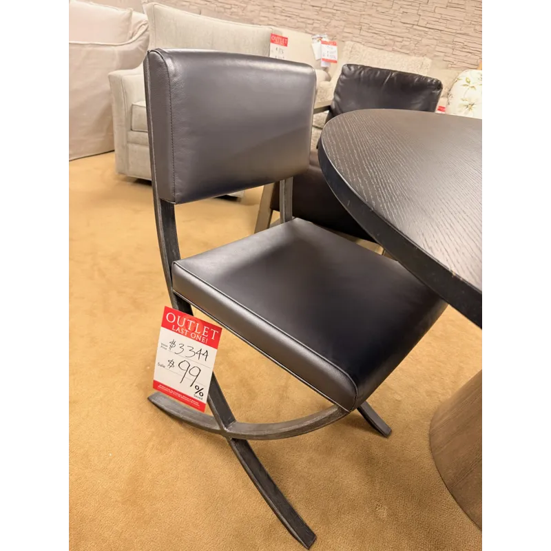 Rustic Industrial Dark Gray Leather/Metal Dining Chair