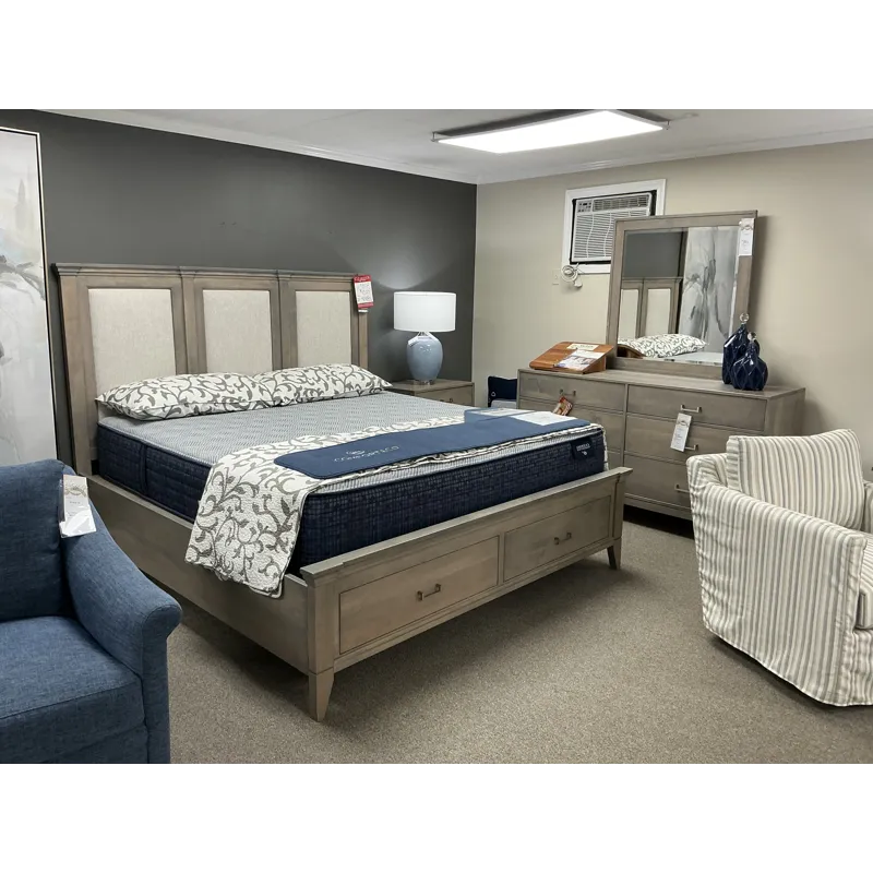 Modern Farmhouse King Bed, Nightstand, Mirror &#38; Dresser