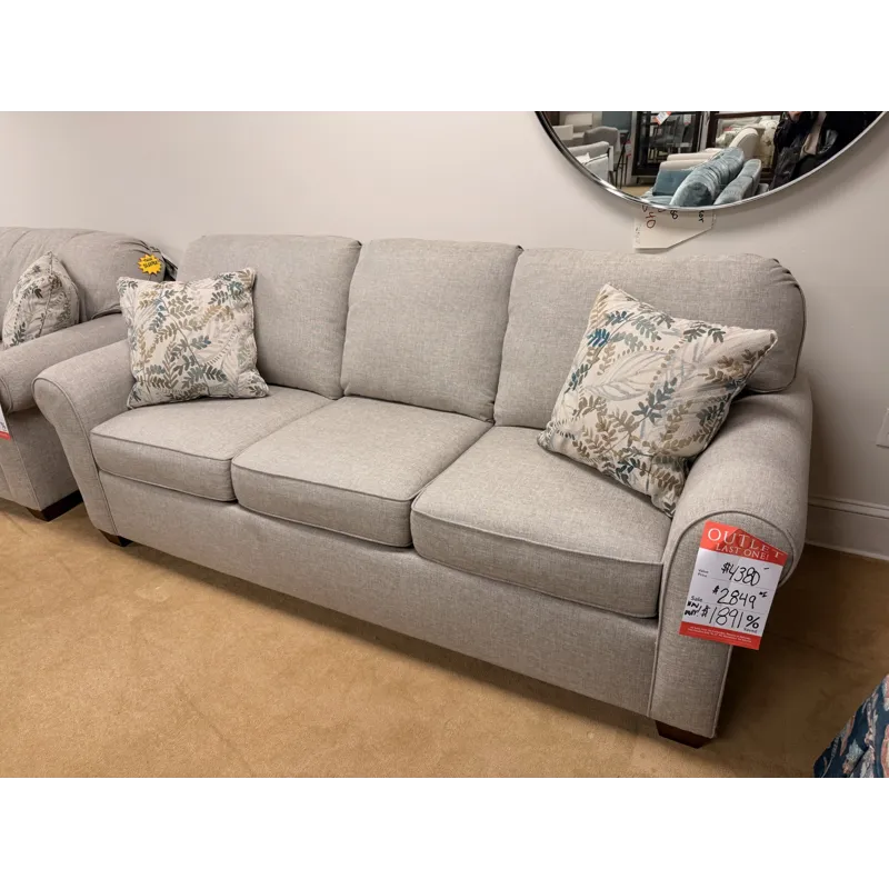 Transitional Beige Sock Arm Sofa