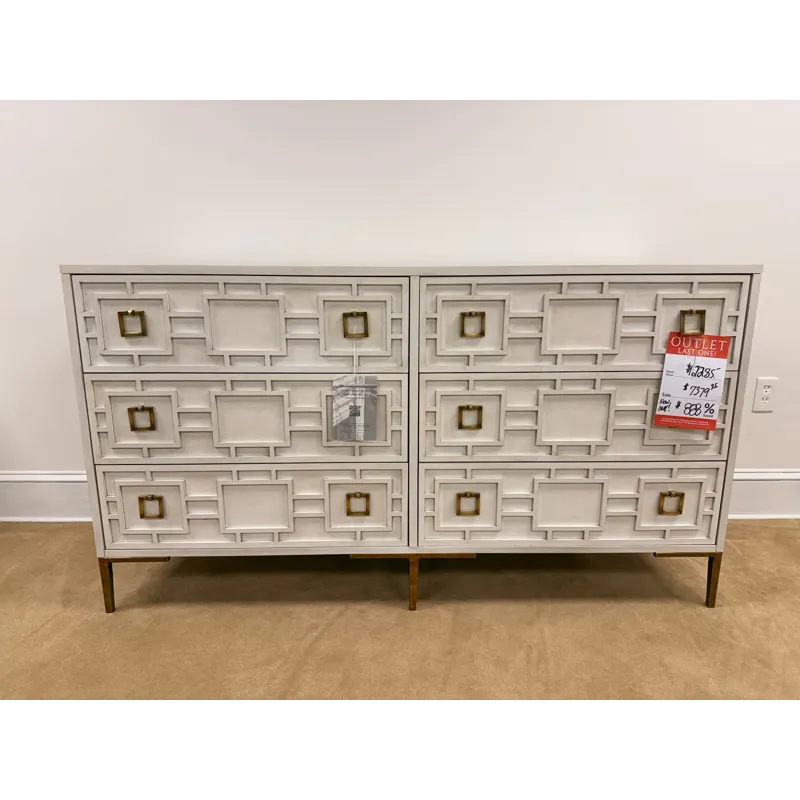 Eclectic Cream/Gold 6 Drawer Dresser