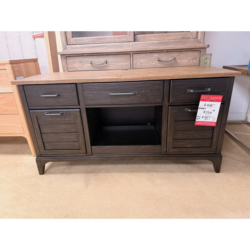Rustic Dark Wood Media Cabinet