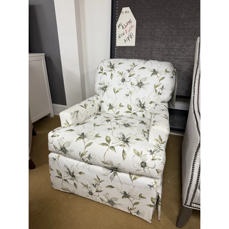 Green Floral Tight Back Chair