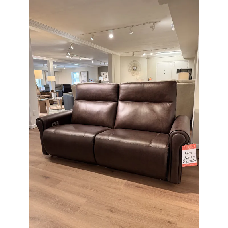 Dark Brown Leather Power Reclining Loveseat