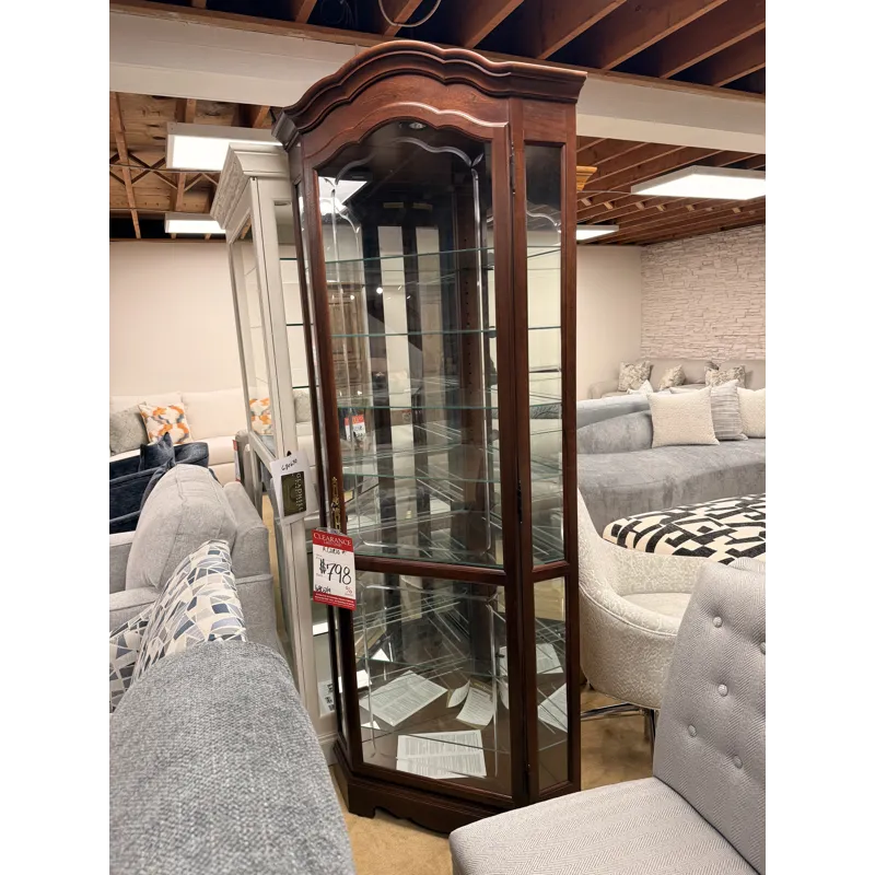 Traditional Cherry Corner Curio Cabinet