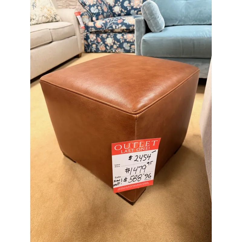 Square Leather Footstool