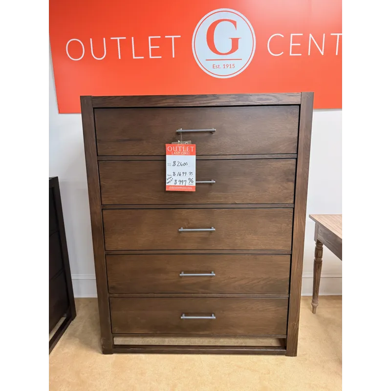 Modern Dark Wood 5 Drawer Dresser