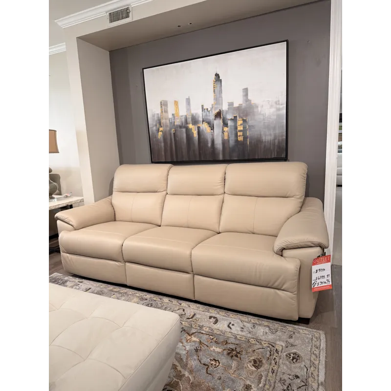 Modern Tan Power Reclining Sofa