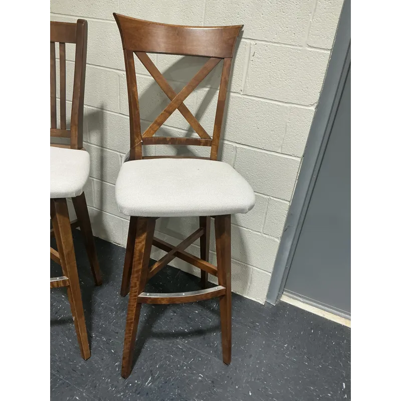 Farmhouse Solid Birch Upholstered Seat Swivel Bar Stool