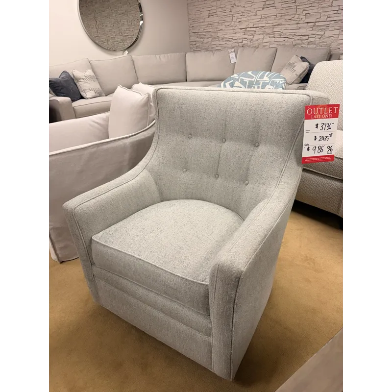 Transitional Tufted Gray Swivel Rocker Chair