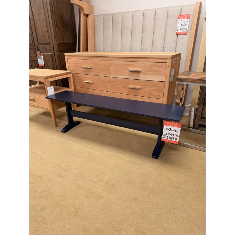Navy Blue Painted Wood Bench