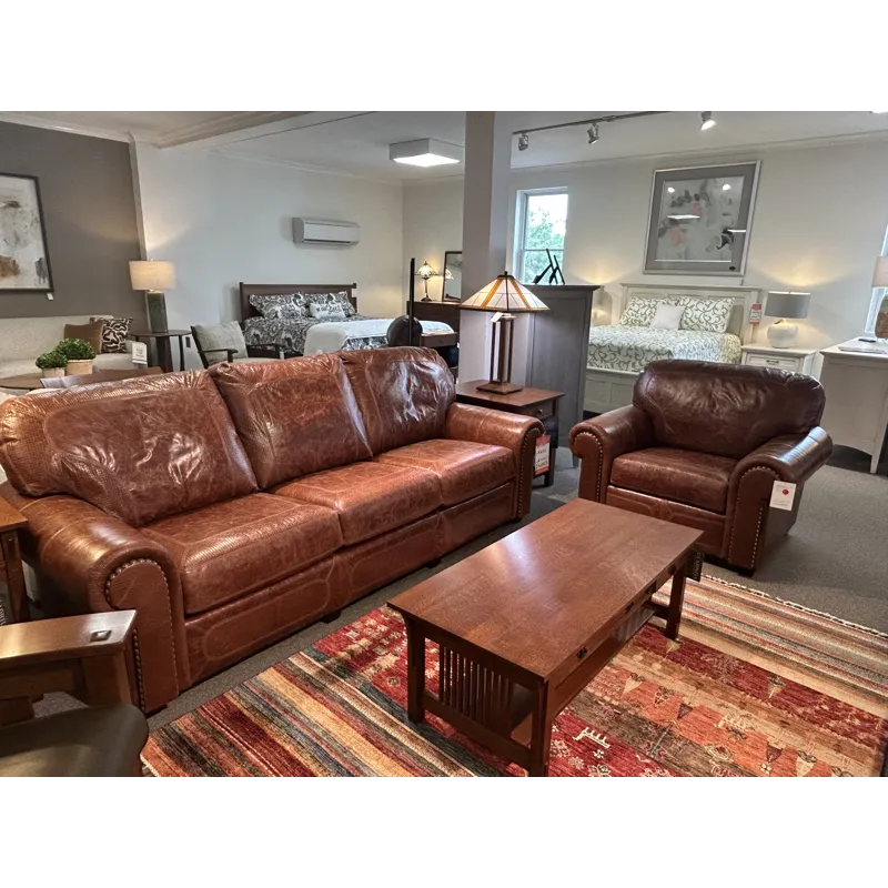 2PC LEATHER SOFA & CHAIR