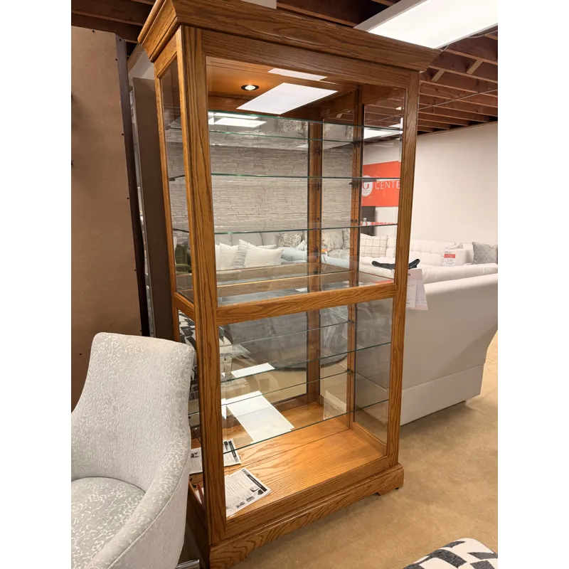Traditional Oak Curio Cabinet with Light