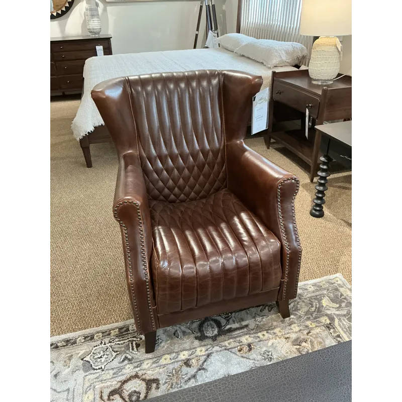 Traditional Leather Quilted Wing Chair - 2 Available - SOLD SEPARATELY