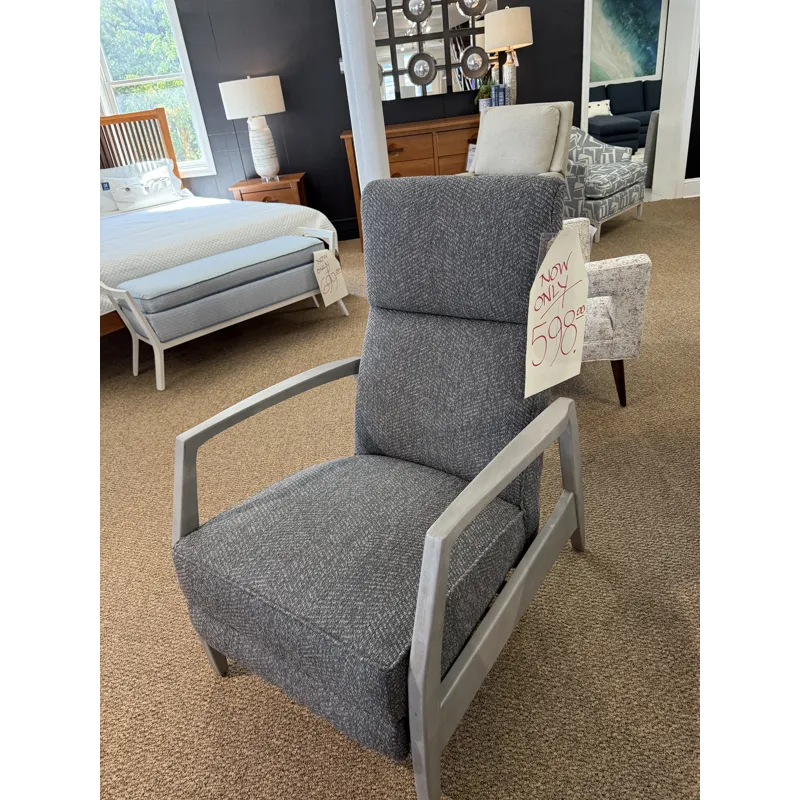 Grey Mid-Century Modern Push Back Recliner