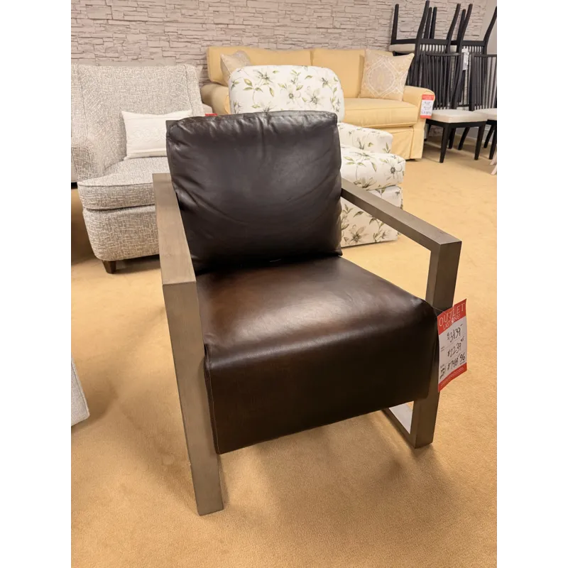 Modern Masculine Leather/Wood Accent Chair