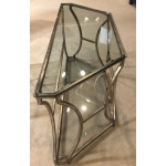 SOFA TABLE ANTIQUE SILVER W/ GLASS INSERTS