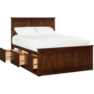Shaker Chest Bed - Tall 6- Drawer / 3-Drawer Pedestal & Raised Panel HB / FB