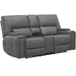Hudson Leather Power Reclining Console Loveseat