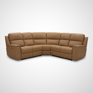 Dakota 3 Pc. Triple Power Leather Sectional - Buff