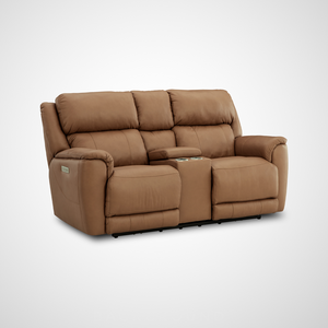 Tuscany Triple Power Zero Gravity Leather Loveseat - Butternut