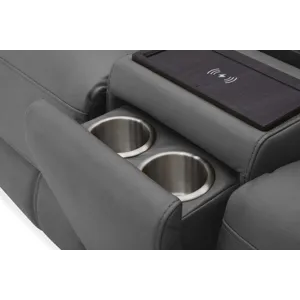 Hudson Leather Power Reclining Console Loveseat