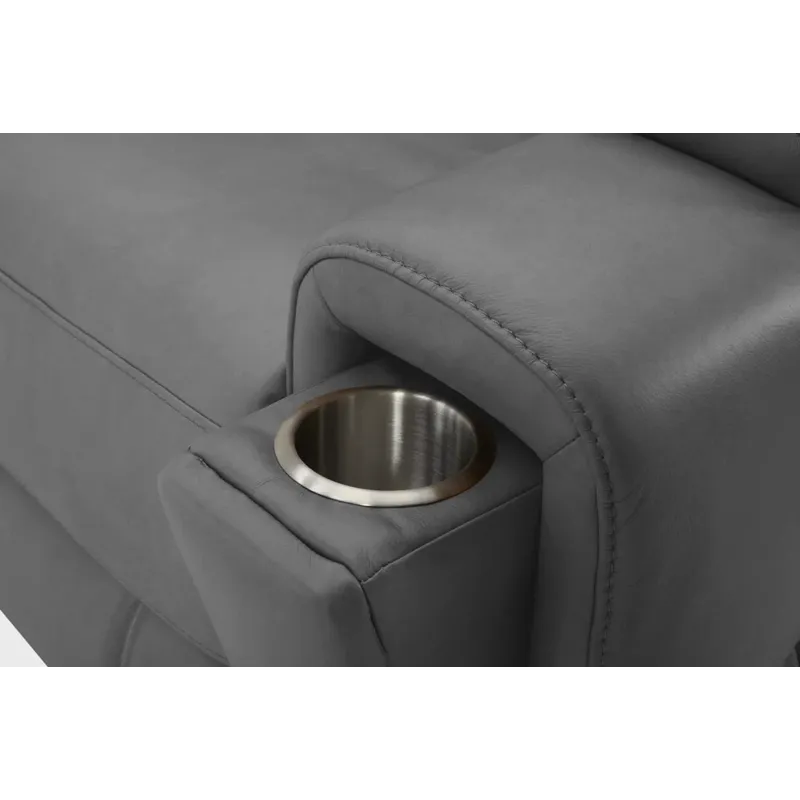 Hudson Leather Power Reclining Console Loveseat