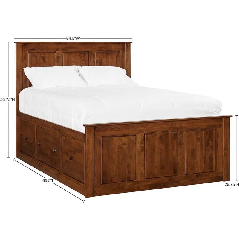Shaker Chest Bed - Tall 6- Drawer / 3-Drawer Pedestal & Raised Panel HB / FB
