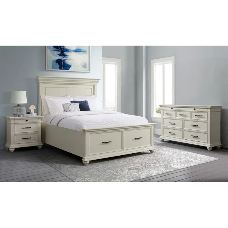 Slater 3 PC King Bedroom Set in Antique White