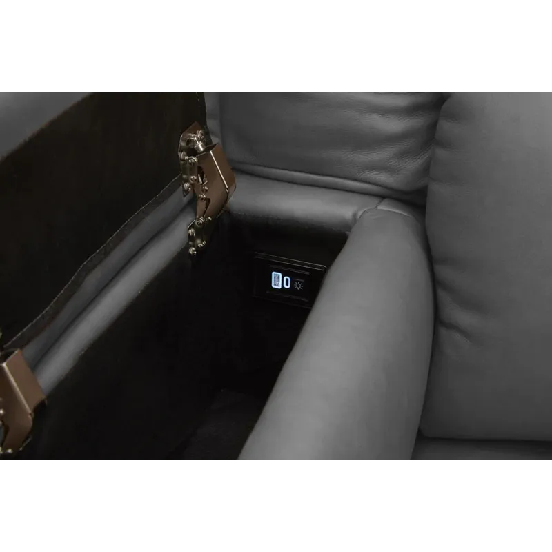 Hudson Leather Power Reclining Console Loveseat