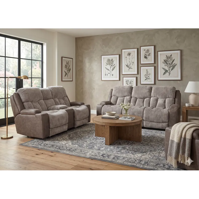 Denali Power Reclining Console Loveseat w/ Power Headrest - Boswell Dove