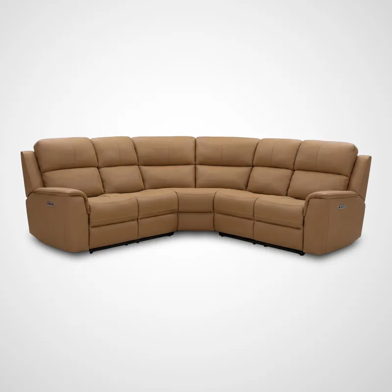 Dakota 3 Pc. Triple Power Leather Sectional - Buff