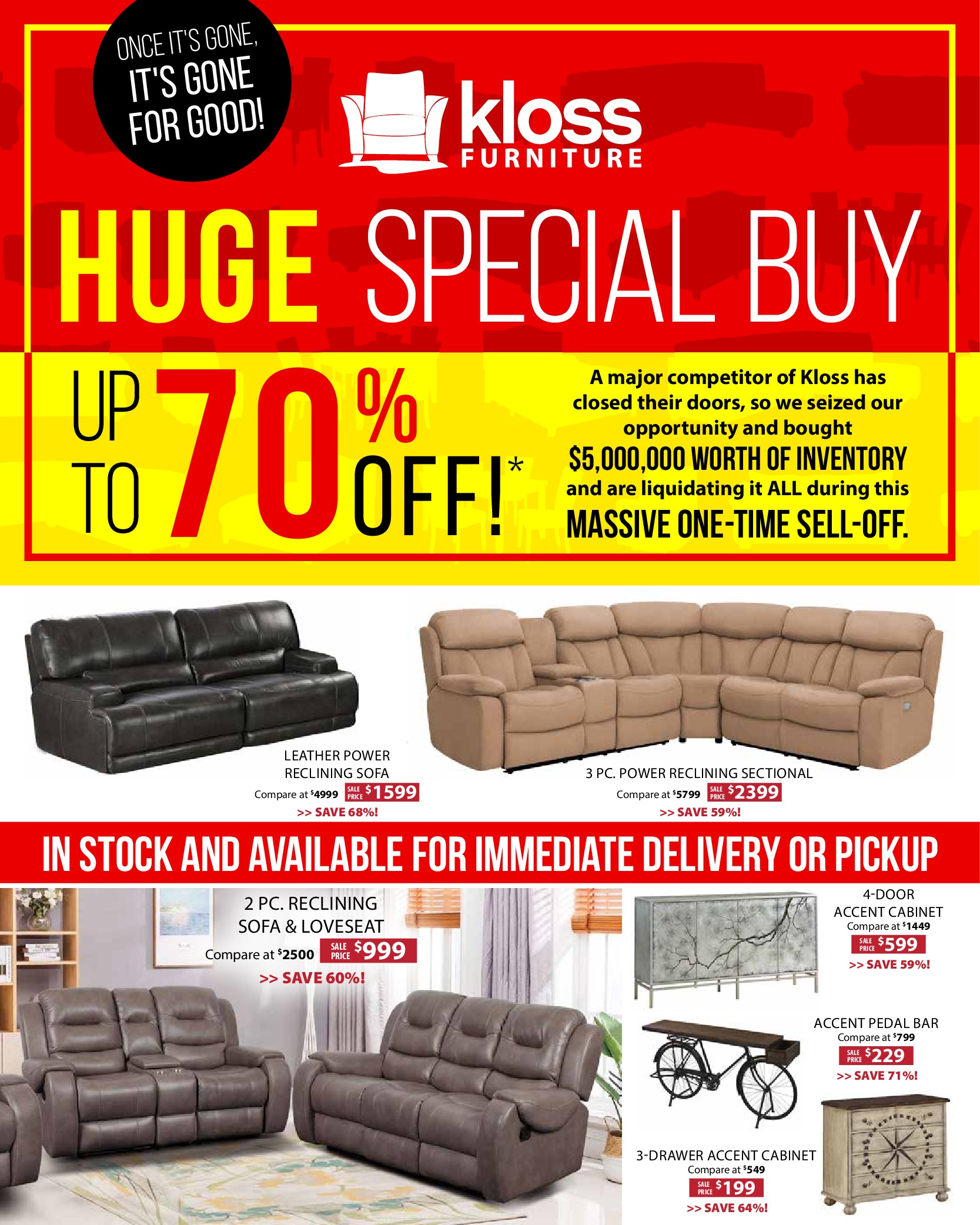 Huge Special Buy Kloss Furniture