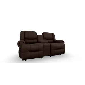 Genet Leather/Vinyl Power Tilt Headrest Space Saver Console Loveseat