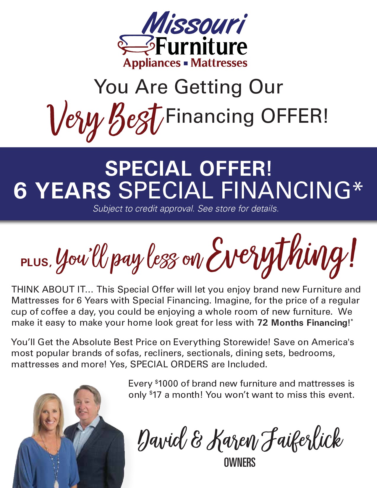 Special Financing Offer Missouri Furniture