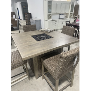 Counter Height Firepit Table with 4 Chairs