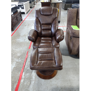 Leather Swivel Rocker with Ottoman