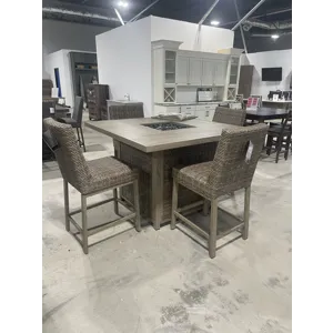 Counter Height Firepit Table with 4 Chairs