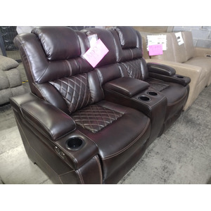 Leather Power Loveseat with Center Console
