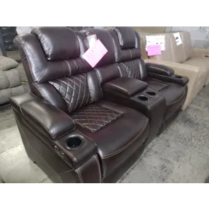 Leather Power Loveseat with Center Console