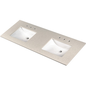 Iced White 60" Double Sink Vanity Top