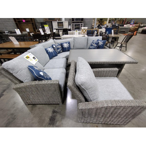 Outdoor 3-Piece Sectional with Armchair and Coffee Table