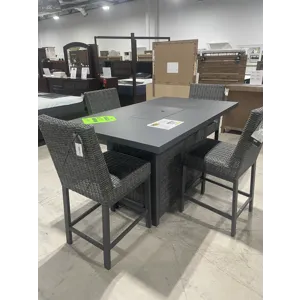 Counter Height Firepit Table with 4 Chairs