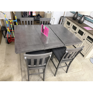 Counter Height Dining Table with Extension and 4 Chairs