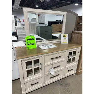 King Bed with Dresser and Mirror